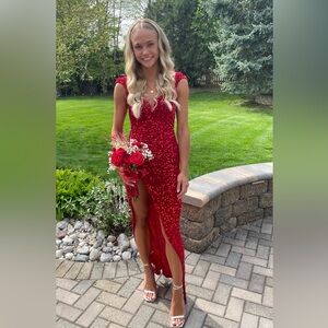 Red Sequence Maxi Dress